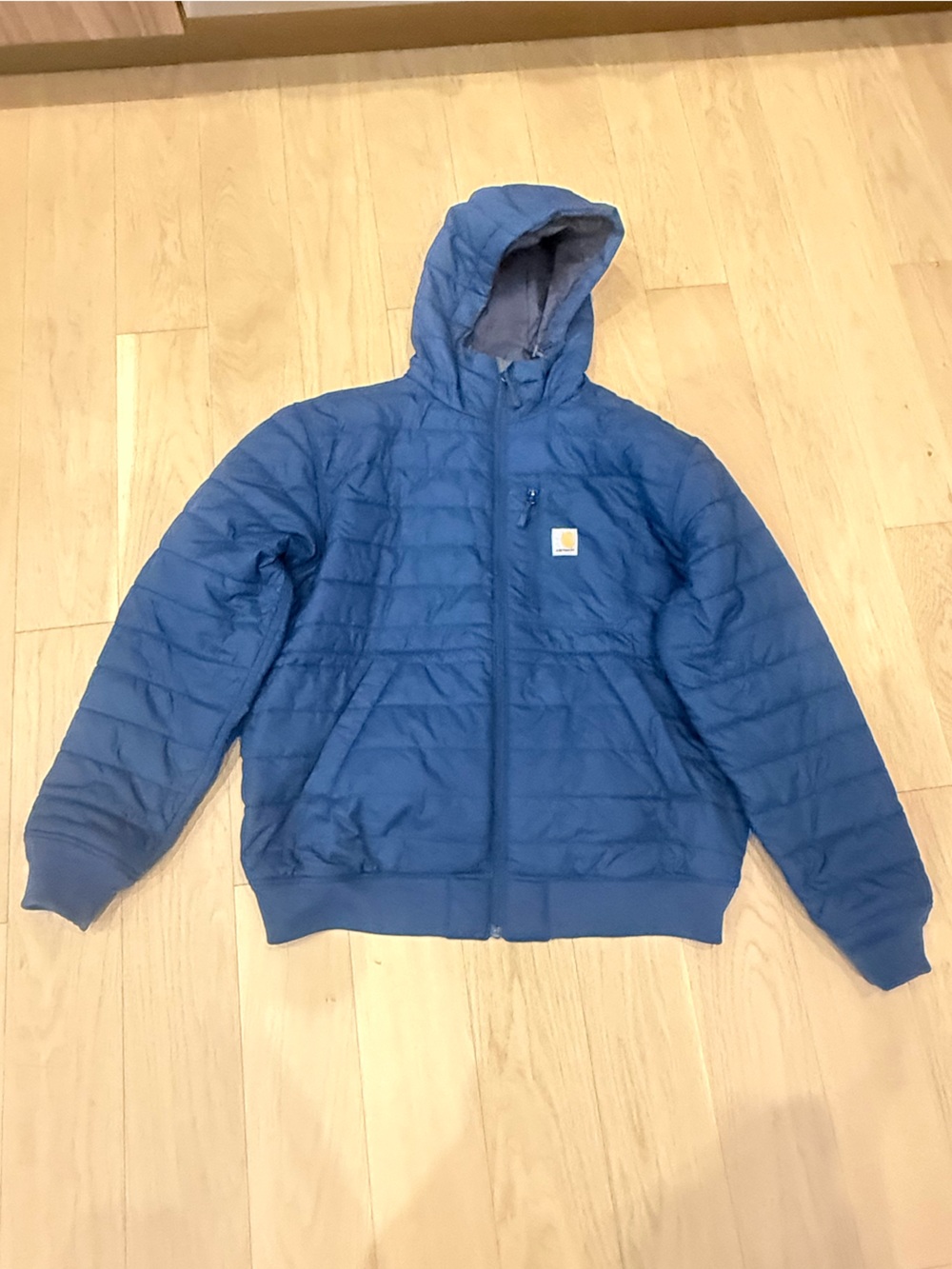 Carhartt Men’s Blue Quilted Hooded Jacket size Large